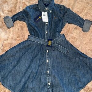 Ralph Lauren Blue A-Line Shirt Dress with Cuffed Sleeves